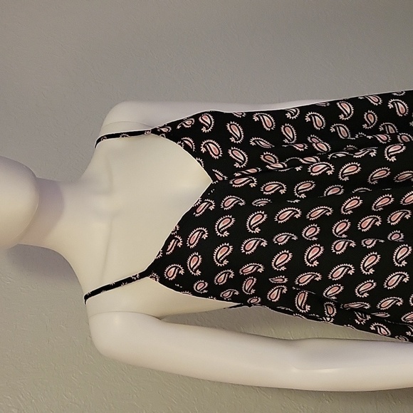 MAGIC 1990s Paisley Assymetric Handkerchief Sharkbite Spaghetti Strap Slip Dress - Picture 4 of 11